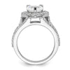 Heart Halo Diamond Semi-mount Engagement Rings
