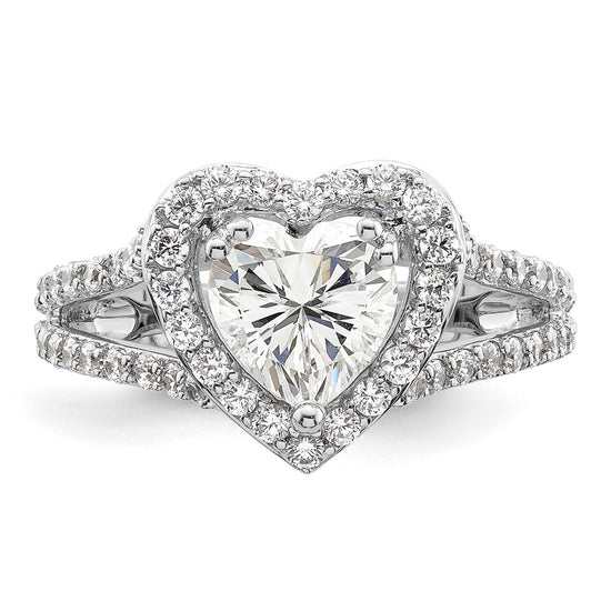 Heart Halo Diamond Semi-mount Engagement Rings