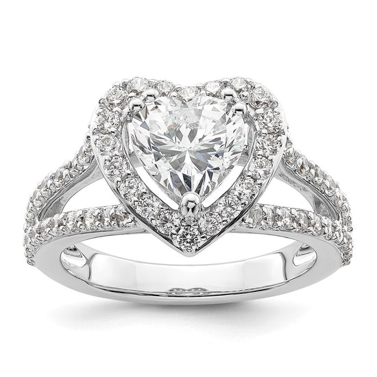 Heart Halo Diamond Semi-mount Engagement Rings