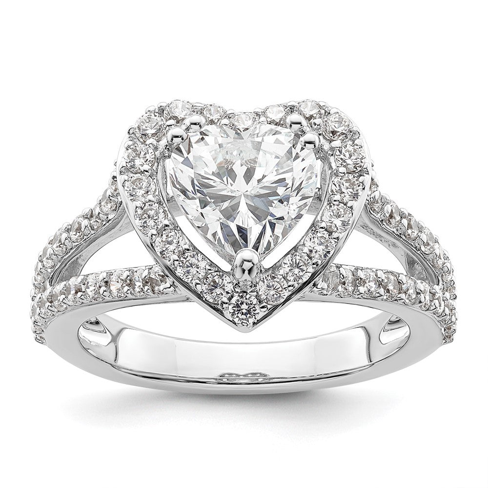 Heart Halo Diamond Semi-mount Engagement Rings