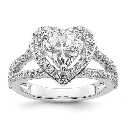 Heart Halo Diamond Semi-mount Engagement Rings