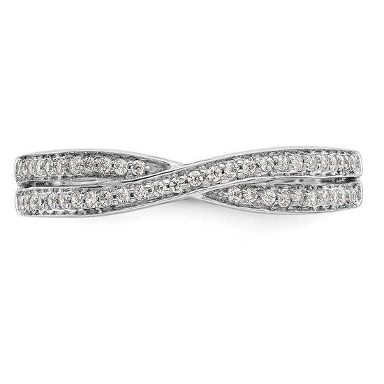 14K White Gold Criss-Cross 1/5 carat Diamond Complete Wedding Band