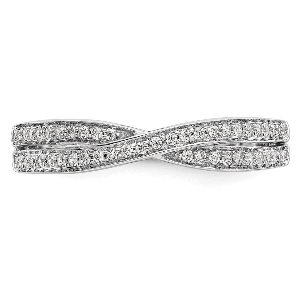 14K White Gold Criss-Cross 1/5 carat Diamond Complete Wedding Band