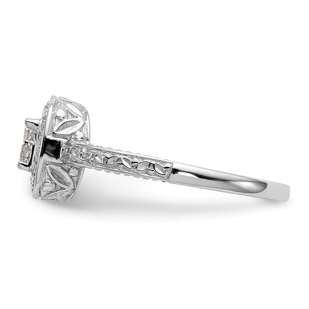 14K White Gold Square Halo Cluster 1/5 carat Princess/Round Diamond Complete Engagement Ring