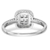 14K White Gold Square Halo Cluster 1/5 carat Princess/Round Diamond Complete Engagement Ring