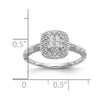 14K White Gold Square Halo Cluster 1/5 carat Princess/Round Diamond Complete Engagement Ring