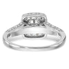 14K White Gold Square Halo Cluster 3/4 carat Princess/Round Diamond Complete Engagement Ring