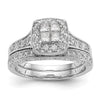14K White Gold Square Halo Cluster 3/4 carat Princess/Round Diamond Complete Engagement Ring