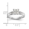 14K White Gold Square Cluster 3/4 carat Princess Diamond Complete Engagement Ring