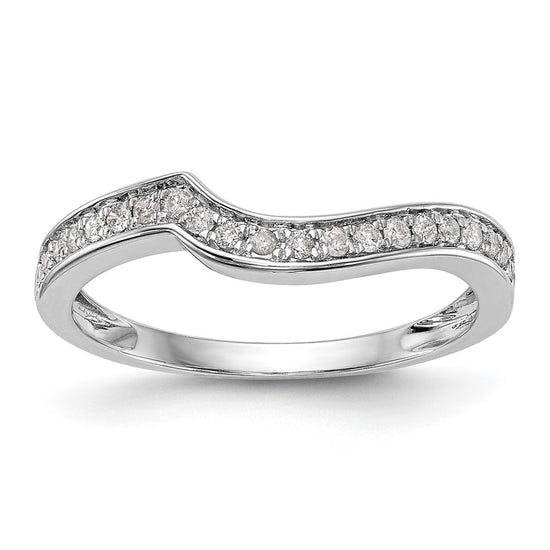 14k White Gold 1/5 carat Diamond Contoured Complete Wedding Band