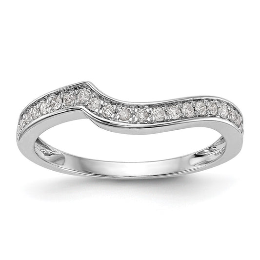 14k White Gold 1/5 carat Diamond Contoured Complete Wedding Band