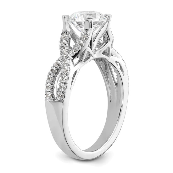 Diamond Round Semi-mount Criss-Cross Engagement Rings