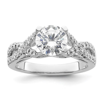 Diamond Round Semi-mount Criss-Cross Engagement Rings
