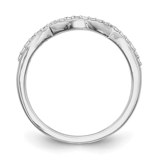 14k White Gold 1/8 carat Diamond Contoured Complete Wedding Band