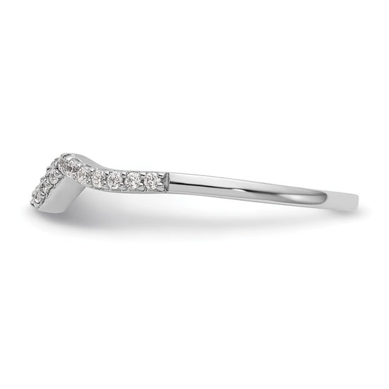 14k White Gold 1/8 carat Diamond Contoured Complete Wedding Band