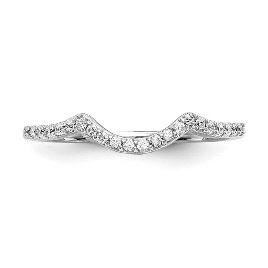 14k White Gold 1/8 carat Diamond Contoured Complete Wedding Band