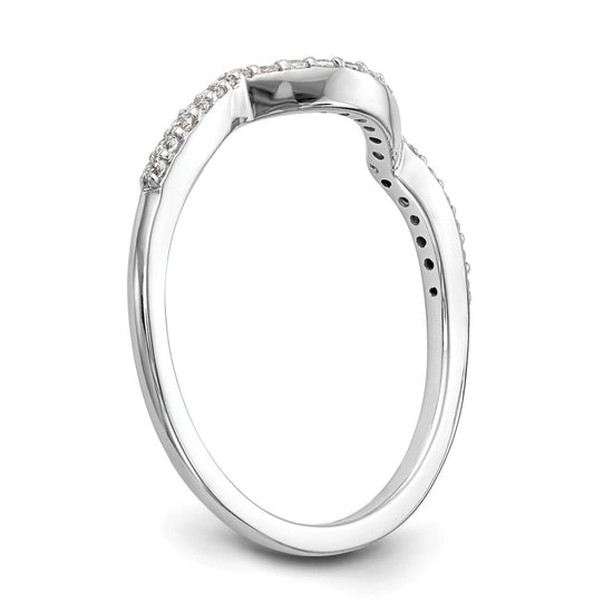 14k White Gold 1/8 carat Diamond Contoured Complete Wedding Band