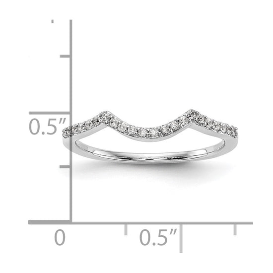 14k White Gold 1/8 carat Diamond Contoured Complete Wedding Band