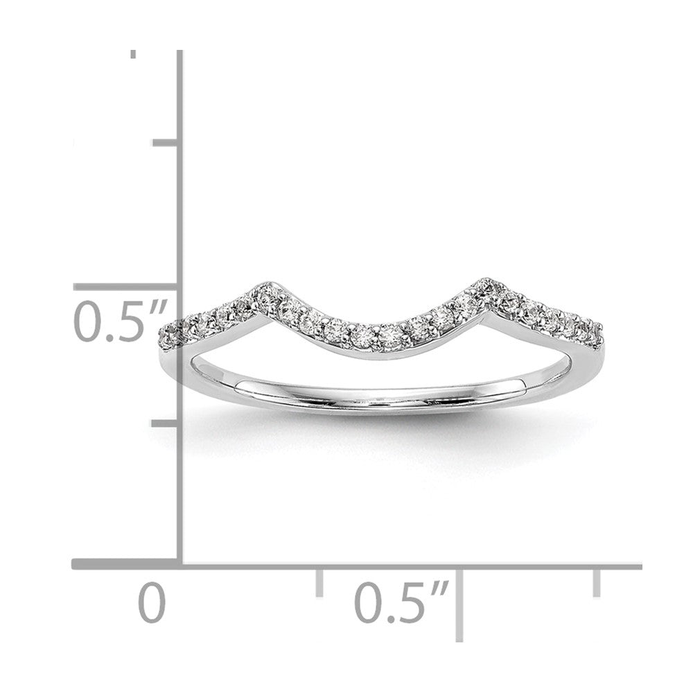 14k White Gold 1/8 carat Diamond Contoured Complete Wedding Band