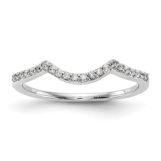 14k White Gold 1/8 carat Diamond Contoured Complete Wedding Band