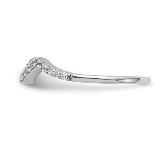 14k White Gold 1/6 carat Diamond Contoured Complete Wedding Band