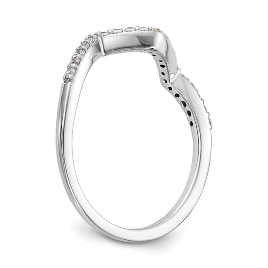 14k White Gold 1/6 carat Diamond Contoured Complete Wedding Band