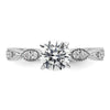 14k White Gold Criss-Cross (Holds 1 carat (6.5mm) Round Center) 1/6 carat Diamond Semi-mount Engagement Ring