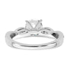 14k White Gold Criss-Cross (Holds 1 carat (6.5mm) Round Center) 1/6 carat Diamond Semi-mount Engagement Ring