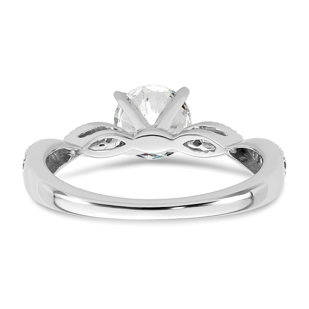 14k White Gold Criss-Cross (Holds 1 carat (6.5mm) Round Center) 1/6 carat Diamond Semi-mount Engagement Ring