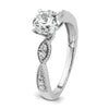 14k White Gold Criss-Cross (Holds 1 carat (6.5mm) Round Center) 1/6 carat Diamond Semi-mount Engagement Ring