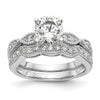 14k White Gold Criss-Cross (Holds 1 carat (6.5mm) Round Center) 1/6 carat Diamond Semi-mount Engagement Ring