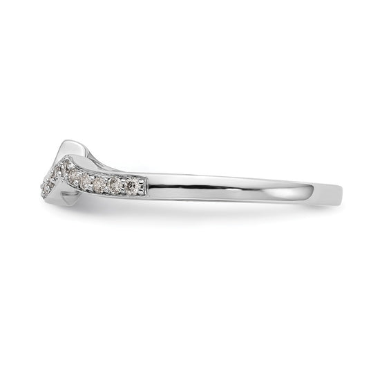 14k White Gold 1/6 carat Diamond Contoured Complete Wedding Band