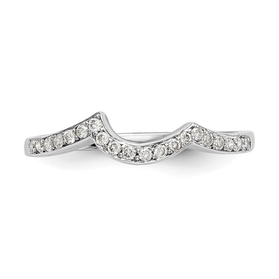 14k White Gold 1/6 carat Diamond Contoured Complete Wedding Band