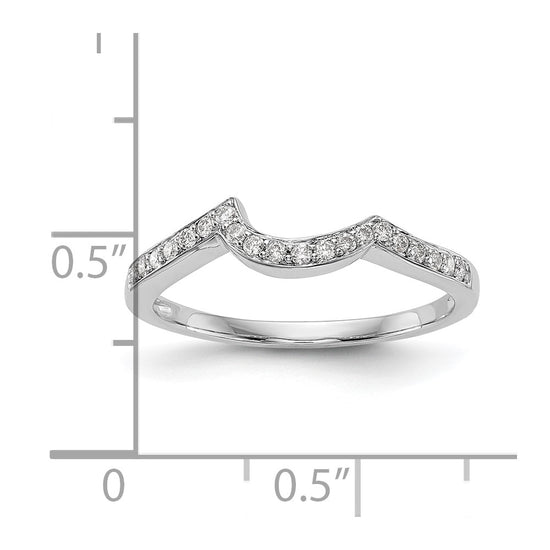 14k White Gold 1/6 carat Diamond Contoured Complete Wedding Band