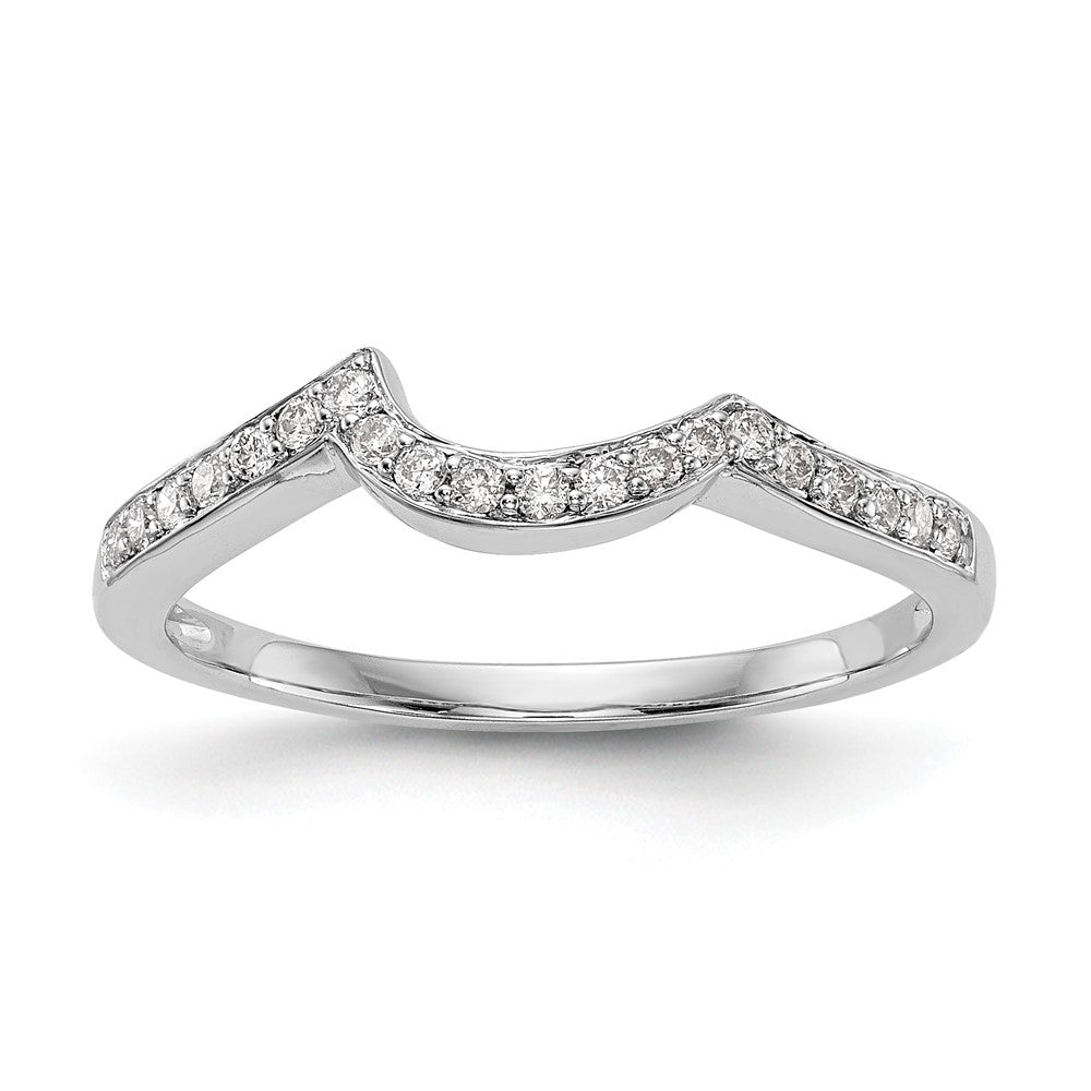 14k White Gold 1/6 carat Diamond Contoured Complete Wedding Band