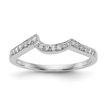 14k White Gold 1/6 carat Diamond Contoured Complete Wedding Band