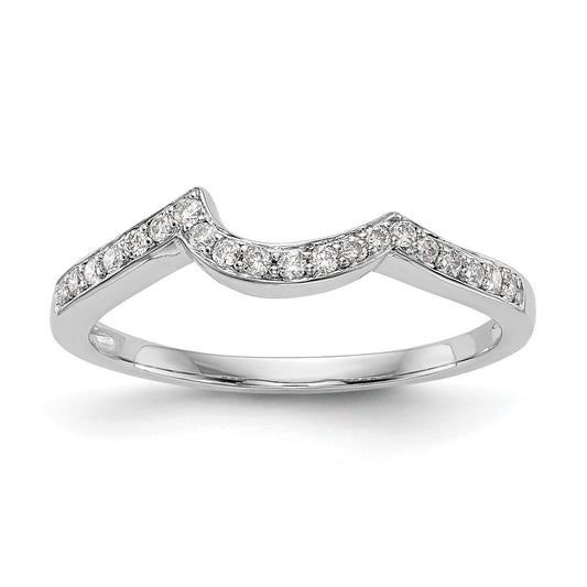 14k White Gold 1/6 carat Diamond Contoured Complete Wedding Band