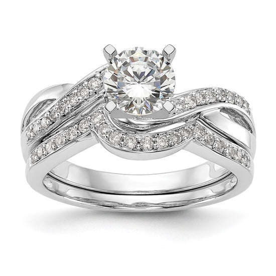 14k White Gold Criss-Cross Peg Set 1/6 carat Diamond Semi-mount Engagement Ring