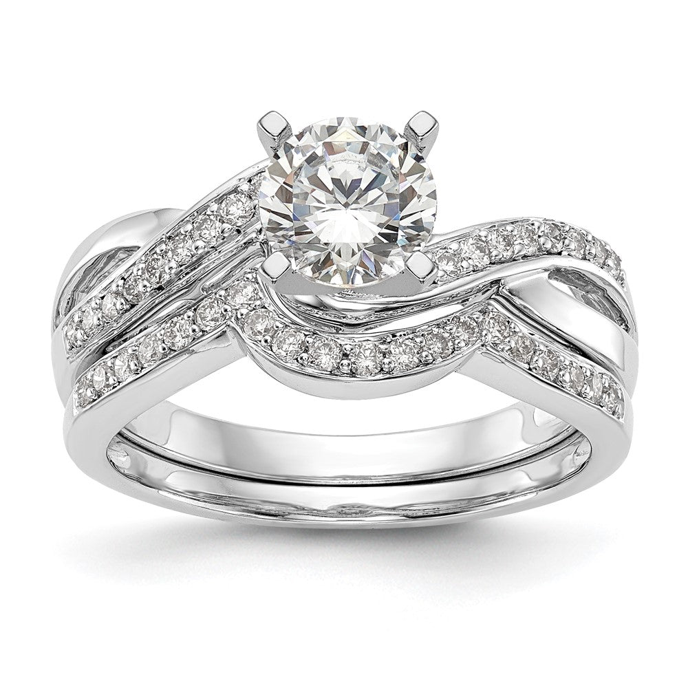 14k White Gold Criss-Cross Peg Set 1/6 carat Diamond Semi-mount Engagement Ring
