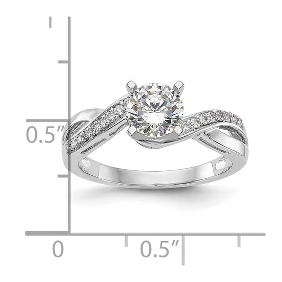 14k White Gold Criss-Cross Peg Set 1/6 carat Diamond Semi-mount Engagement Ring