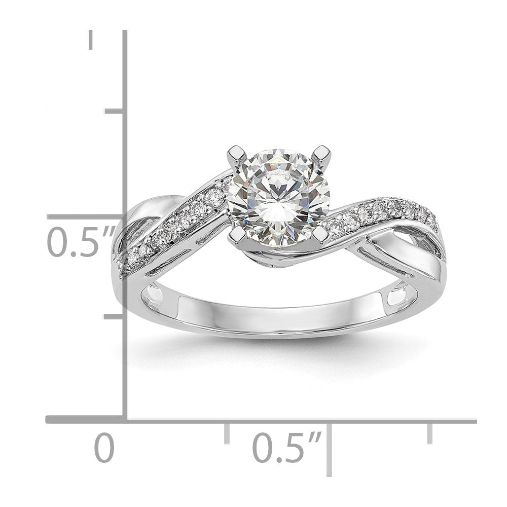 14k White Gold Criss-Cross Peg Set 1/6 carat Diamond Semi-mount Engagement Ring