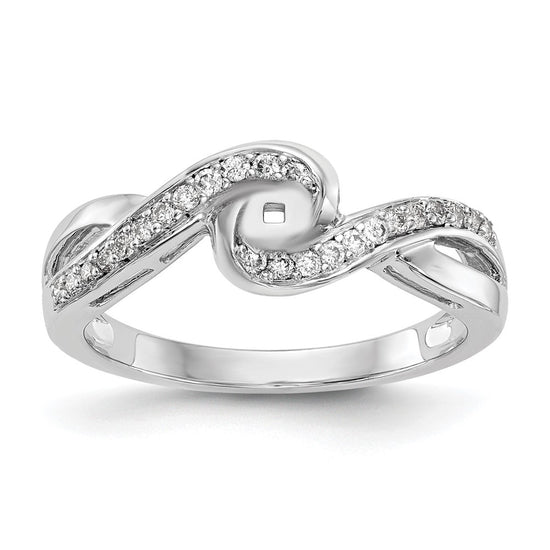 14k White Gold Criss-Cross Peg Set 1/6 carat Diamond Semi-mount Engagement Ring