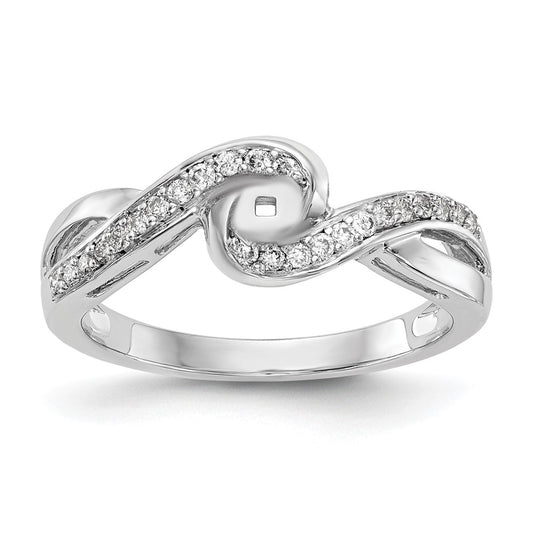 14k White Gold Criss-Cross Peg Set 1/6 carat Diamond Semi-mount Engagement Ring