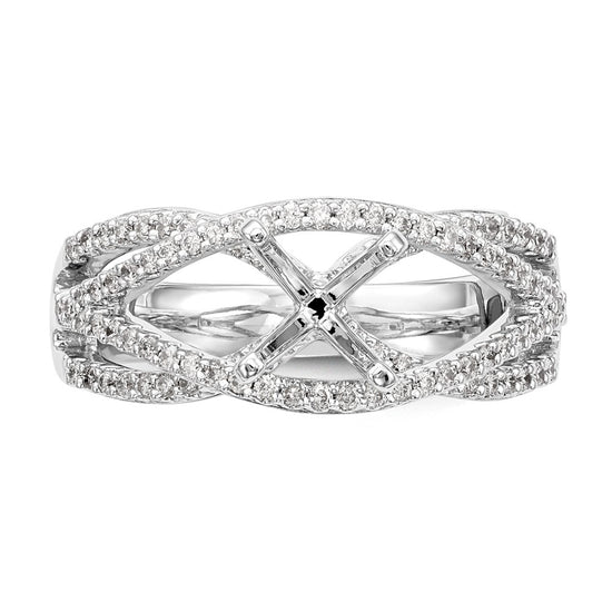 Peg Set Diamond Semi-mount Criss-Cross Engagement Rings