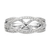 Peg Set Diamond Semi-mount Criss-Cross Engagement Rings