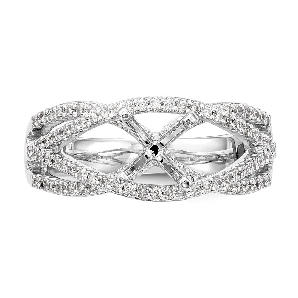 Peg Set Diamond Semi-mount Criss-Cross Engagement Rings
