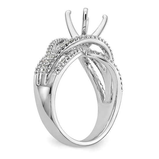 Peg Set Diamond Semi-mount Criss-Cross Engagement Rings