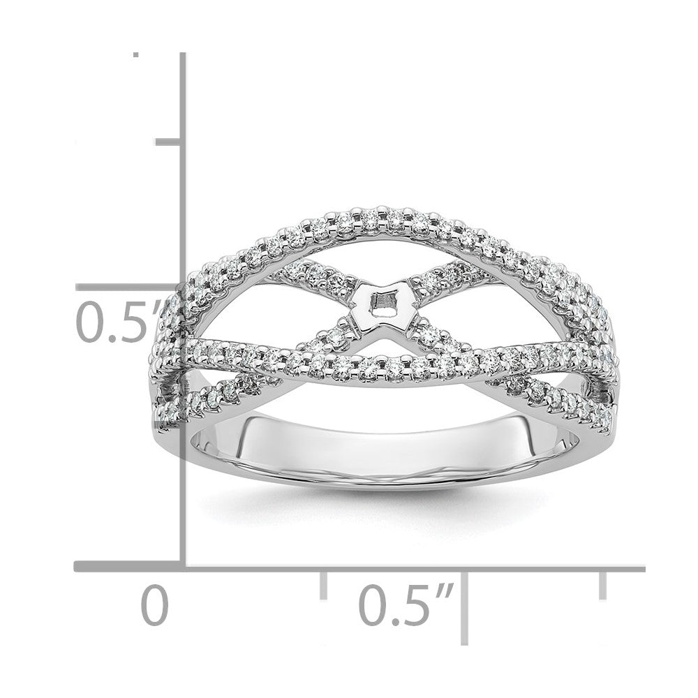 Peg Set Diamond Semi-mount Criss-Cross Engagement Rings