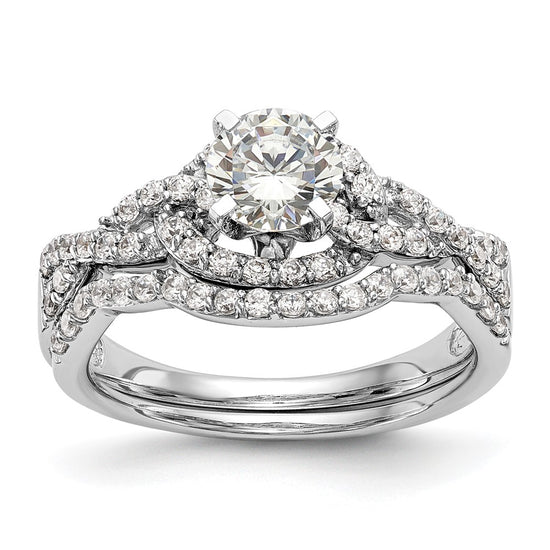 14k White Gold Criss-Cross Peg Set 1/3 carat Diamond Semi-mount Engagement Ring