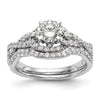 14k White Gold Criss-Cross Peg Set 1/3 carat Diamond Semi-mount Engagement Ring